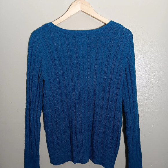 St. John Bay Cable Knit Sweater. Blue. Size Medium - Picture 2 of 3